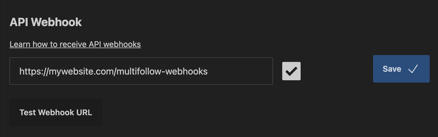 Impostazione di Webhook API