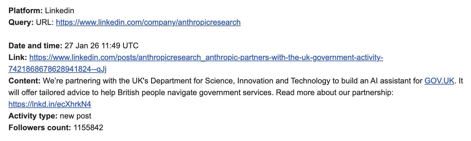 Eksempel på LinkedIn-e-post